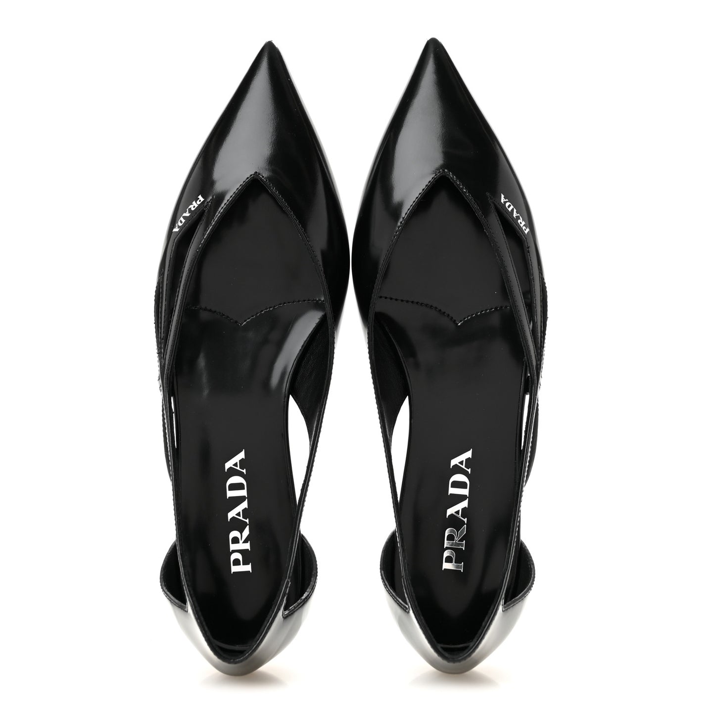 Spazzolato Cut Out Ballerina Flats 37.5 Black