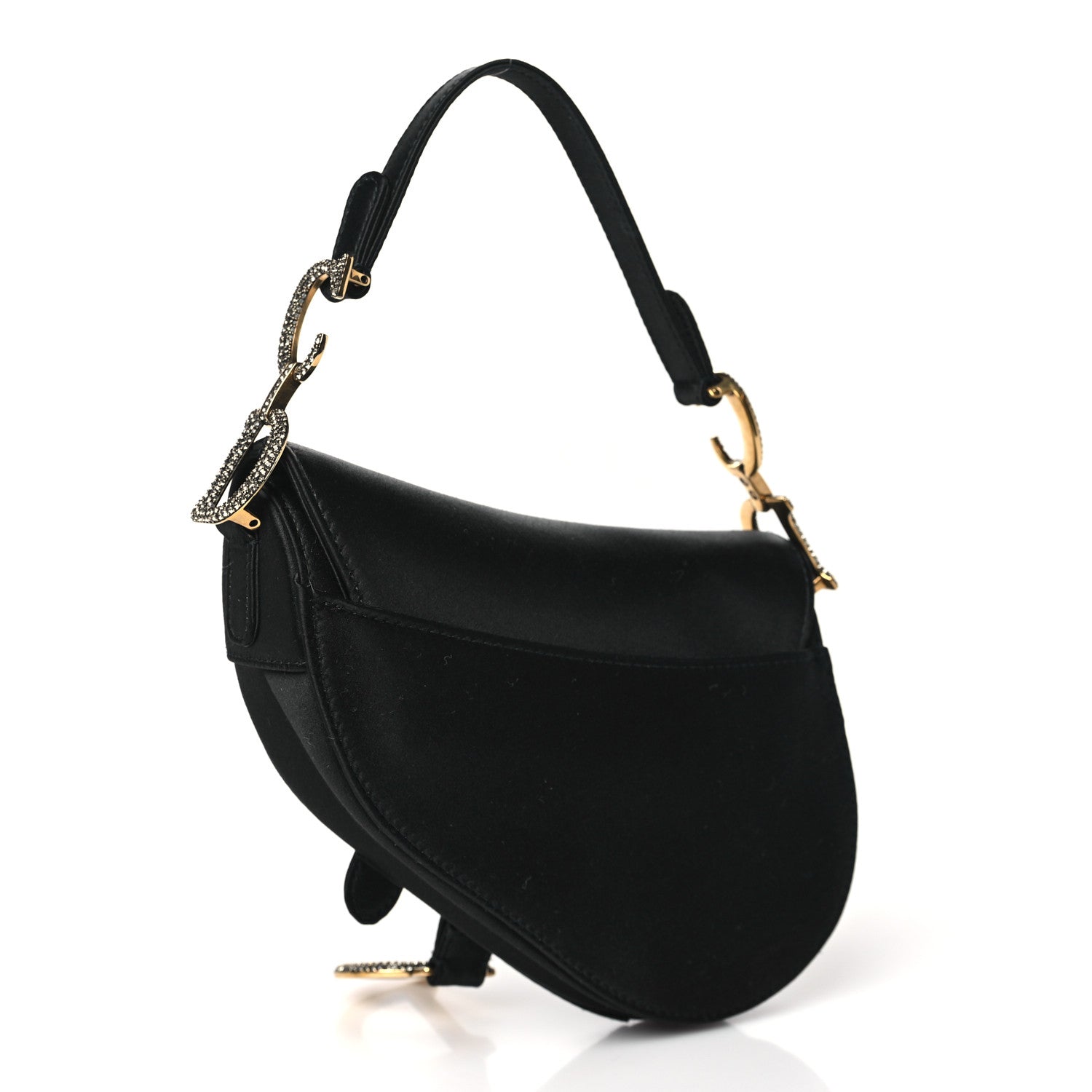 Christian Dior Satin Crystal Mini Saddle Bag Black 3 of 9