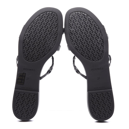 Hermes Rubber Chaine d'Ancre Rivage Sandals 37 Black 6 of 10