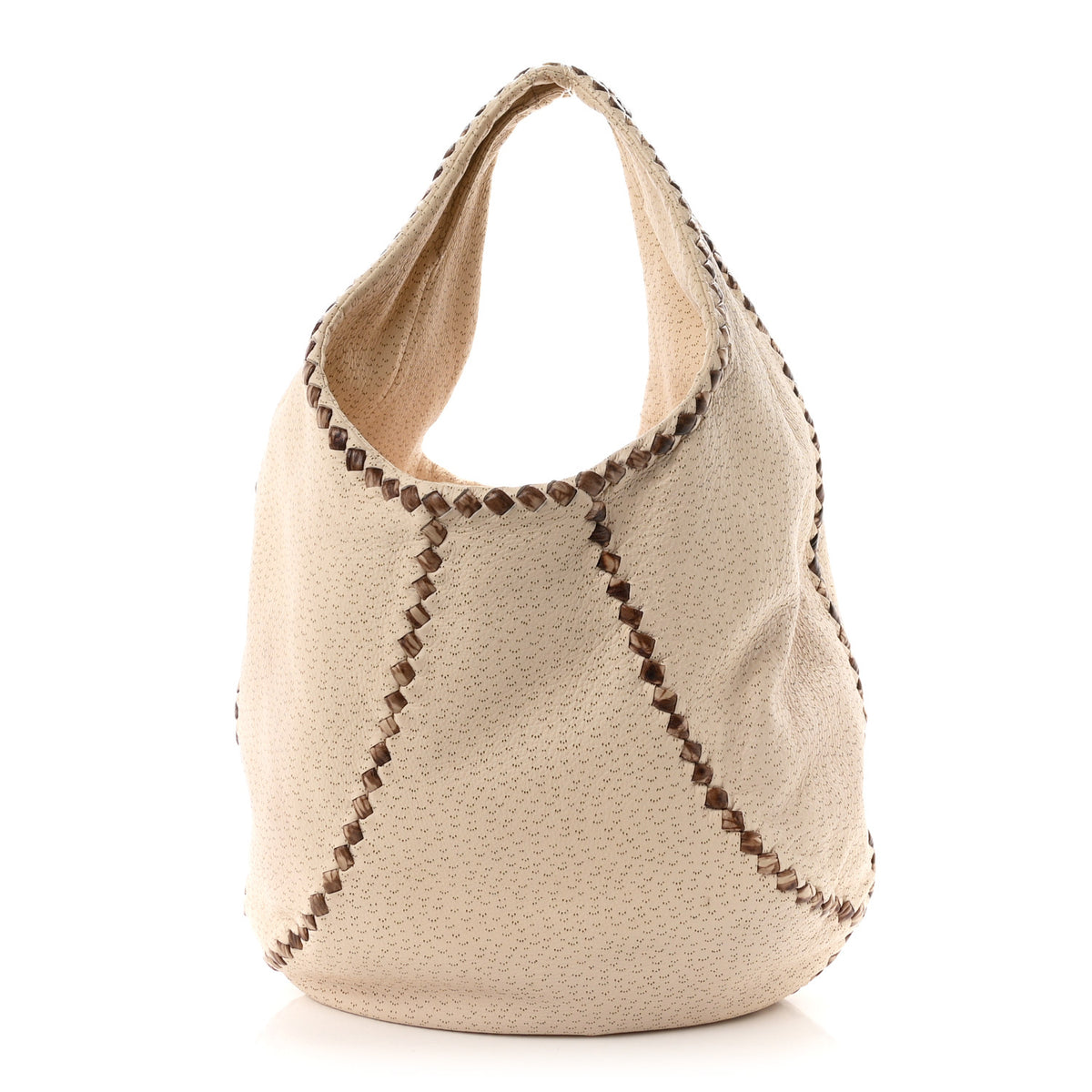 Cervo Deerskin Perforated Pekary Hobo Cream