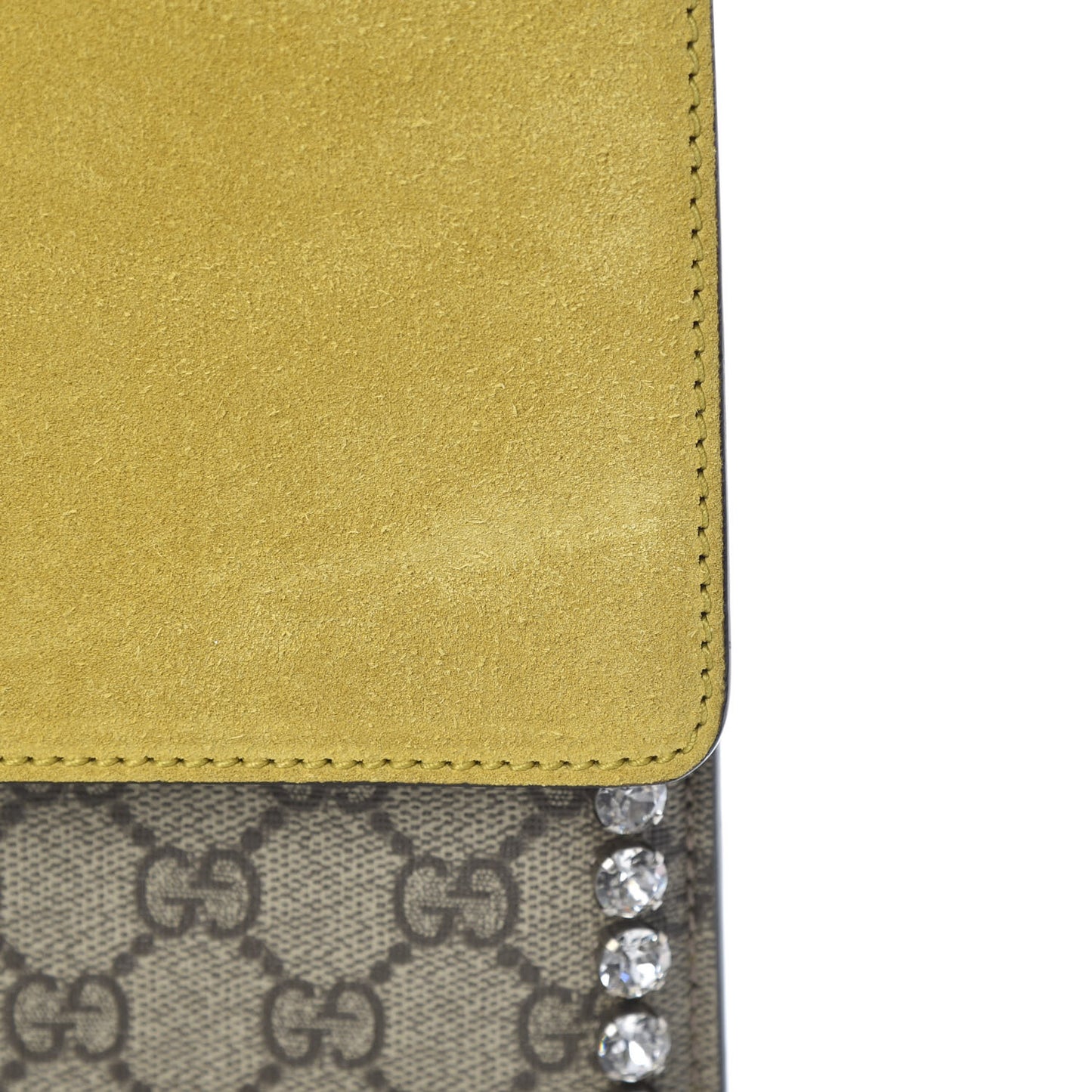 GG Supreme Monogram Crystal Bow Embroidered Medium Dionysus Shoulder Bag Yellow