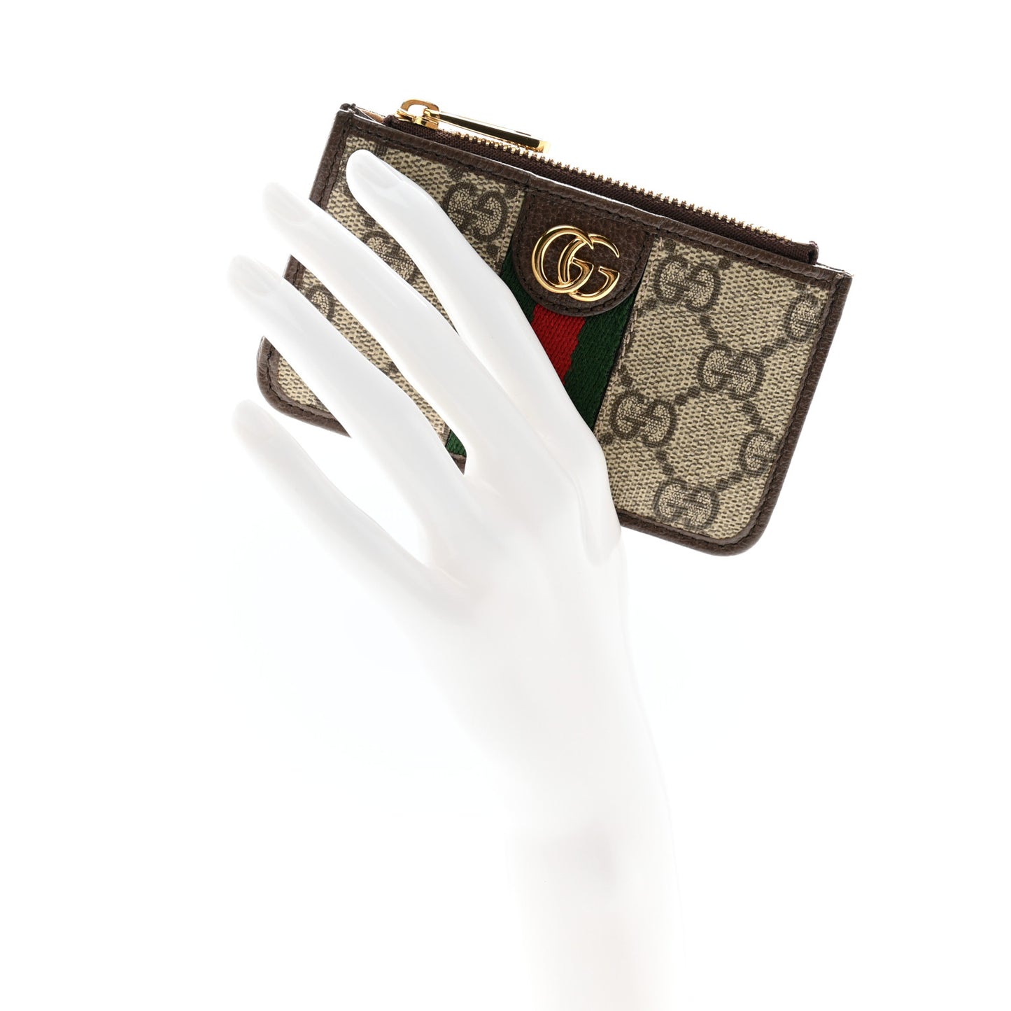 GG Supreme Monogram Web Ophidia Coin Case Brown