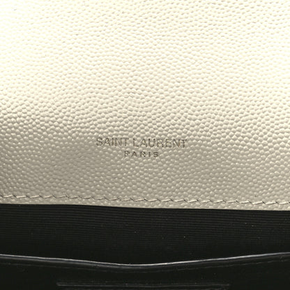 Saint Laurent Grain De Poudre Textured Mixed Matelasse Medium Triquilt Monogram Satchel Crema Soft 6 of 14