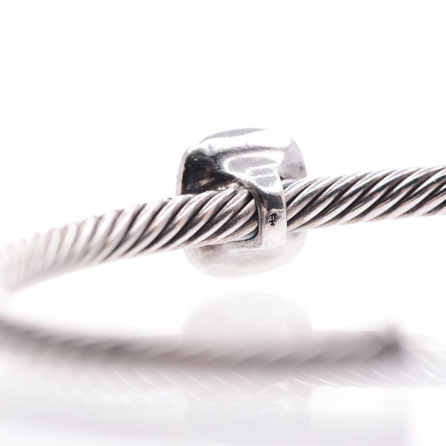 David Yurman Sterling Silver Diamond Blue Topaz 4mm Noblesse Cable Bracelet 5 of 6