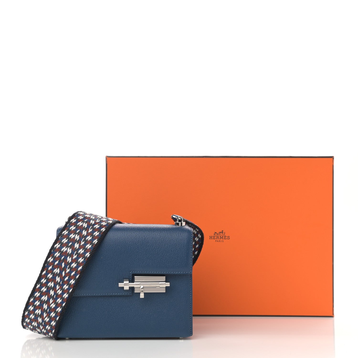 Hermes Chevre Mysore Mini Verrou Large Strap Bag Deep Blue 12 of 12