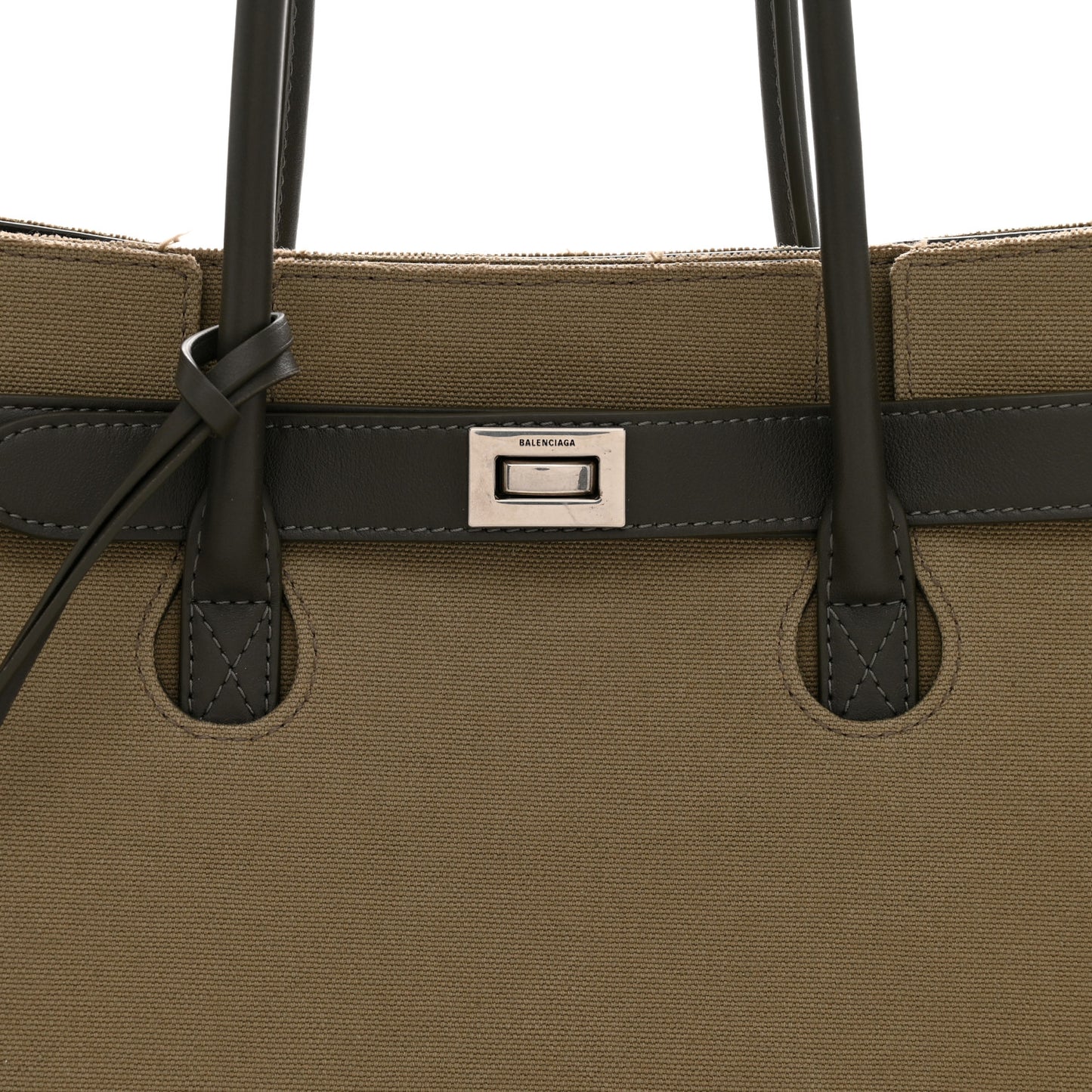 Canvas Smooth Calfskin Medium Bel Air Carry All Bag Khaki