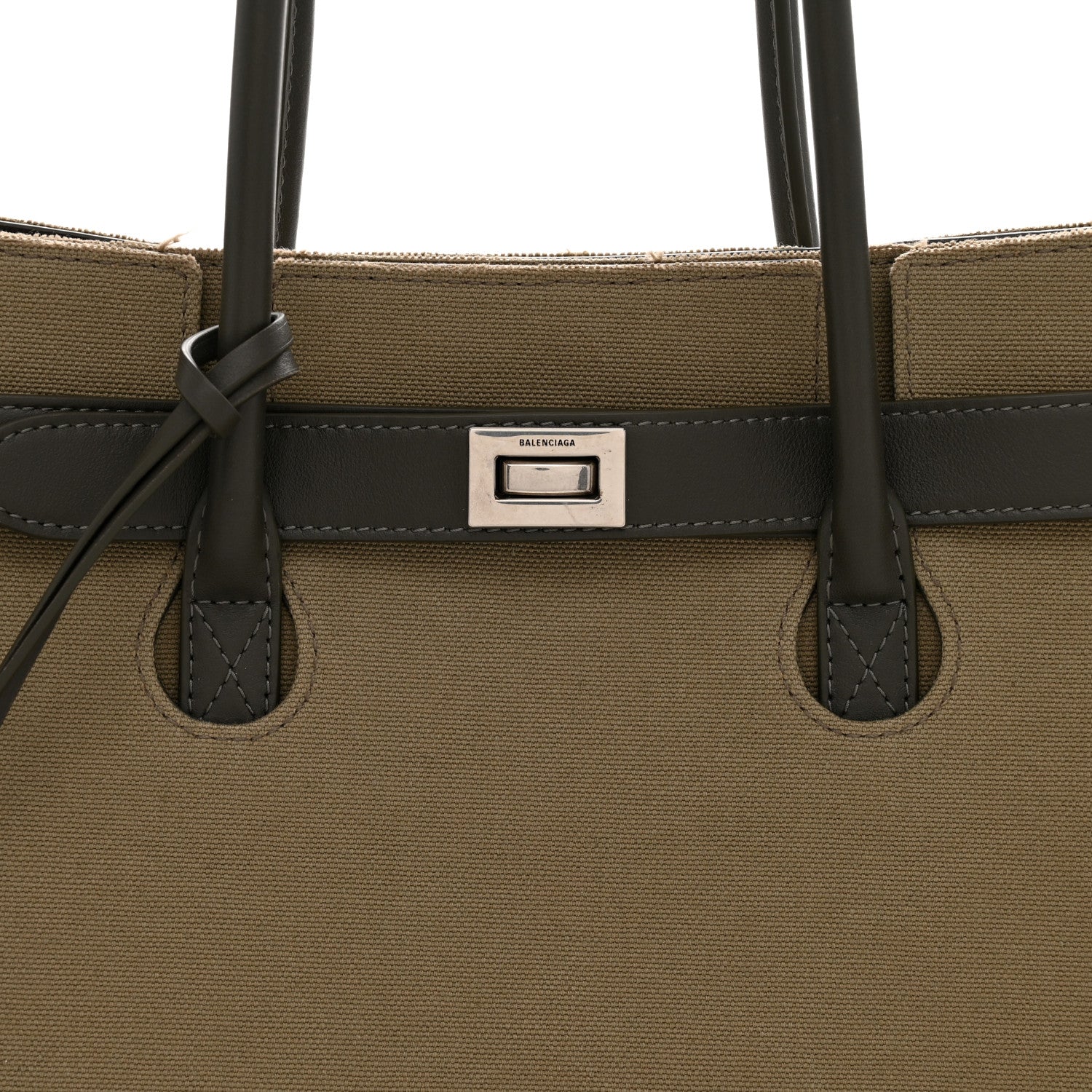 Balenciaga Canvas Smooth Calfskin Medium Bel Air Carry All Bag Khaki 7 of 11