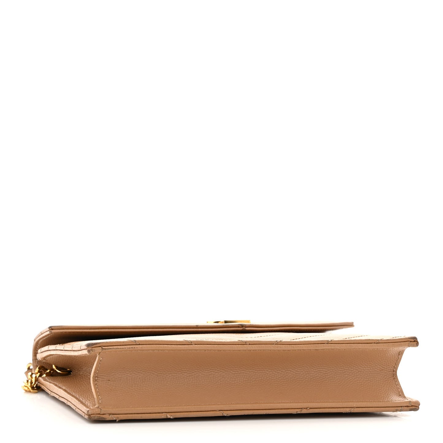 Grain De Poudre Matelasse Chevron Monogram Envelope Chain Wallet Dark Beige