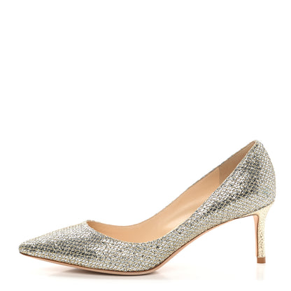 Jimmy Choo Glitter Fabric Romy Pumps 39 Champagne 1 of 11