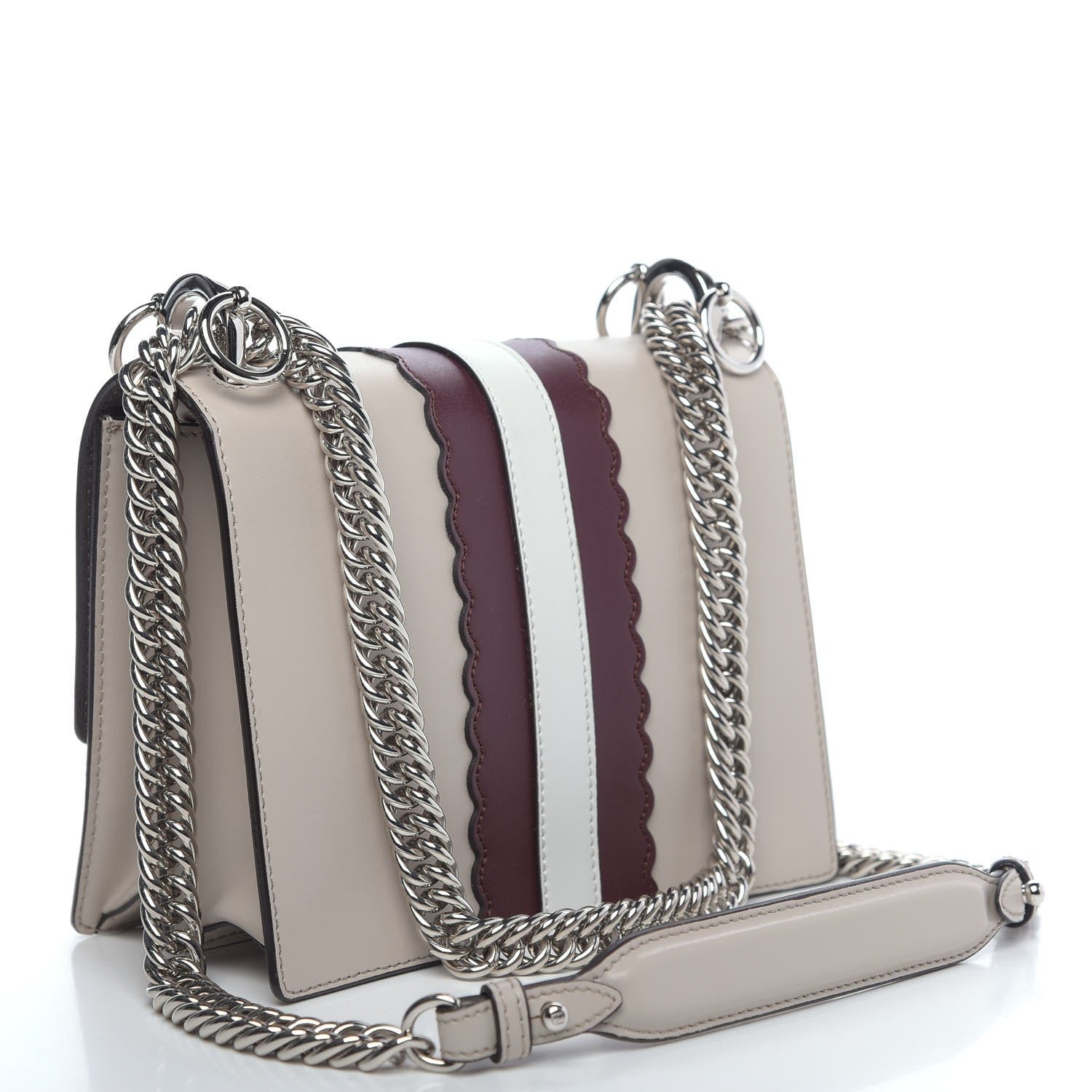 Fendi Vitello Liberty Lucido Catalan Mirror Hypnoteyes Studded Small Kan I Shoulder Bag Grigio Polvere Bordeaux Multicolor 3 of 9