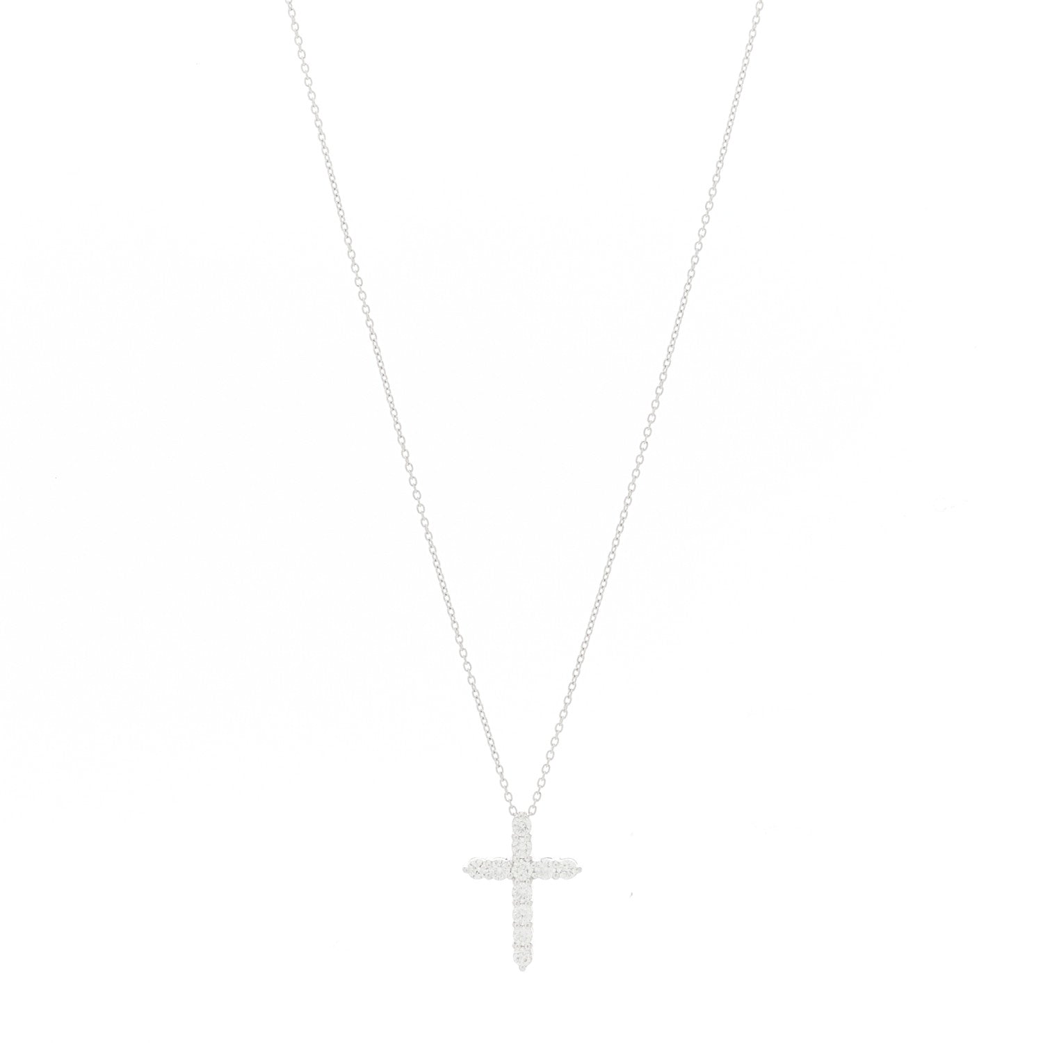 Roberto Coin 18K White Gold Diamond .45ctw Cross Pendant Necklace 1 of 6
