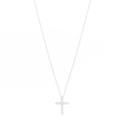 Roberto Coin 18K White Gold Diamond .45ctw Cross Pendant Necklace 1 of 6