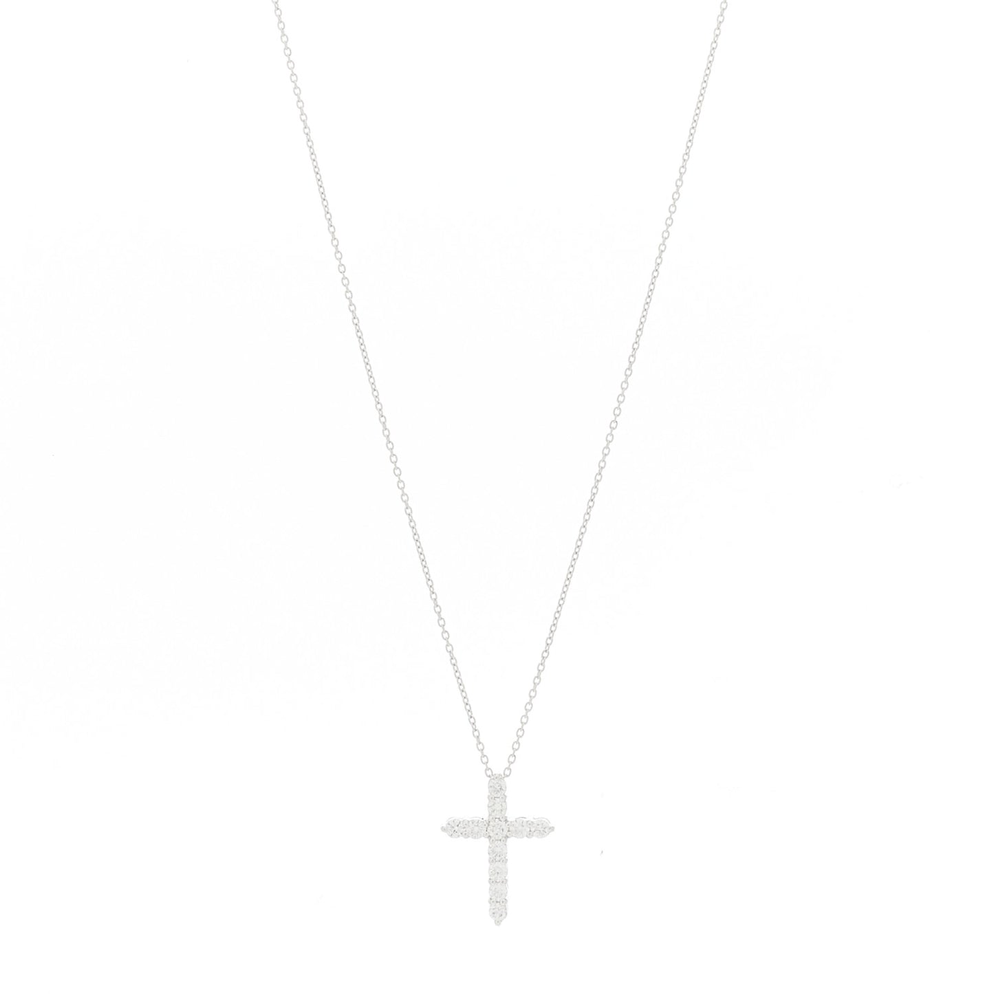 18K White Gold Diamond .45ctw Cross Pendant Necklace