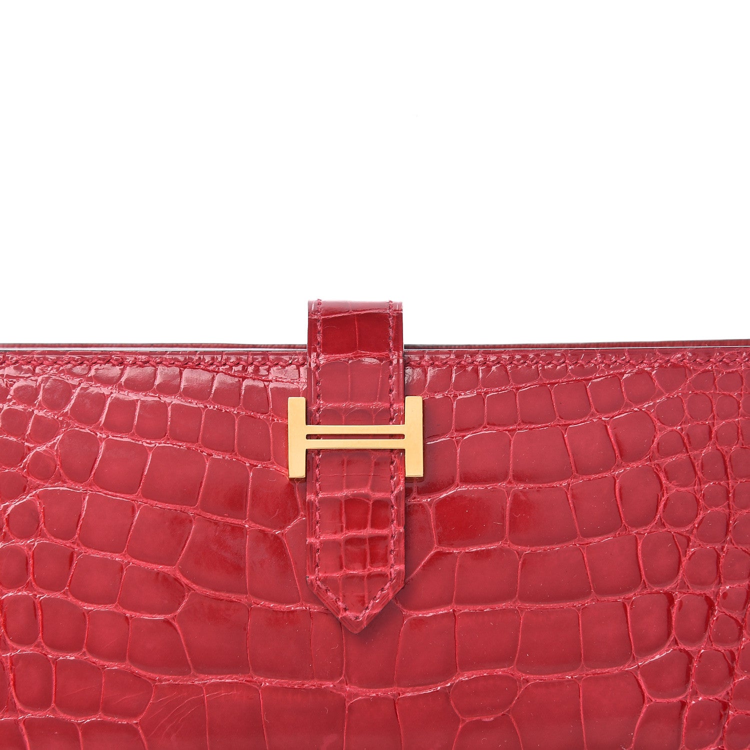 Hermes Shiny Alligator Bearn Wallet Braise 8 of 9