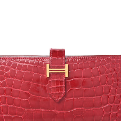 Hermes Shiny Alligator Bearn Wallet Braise 8 of 9