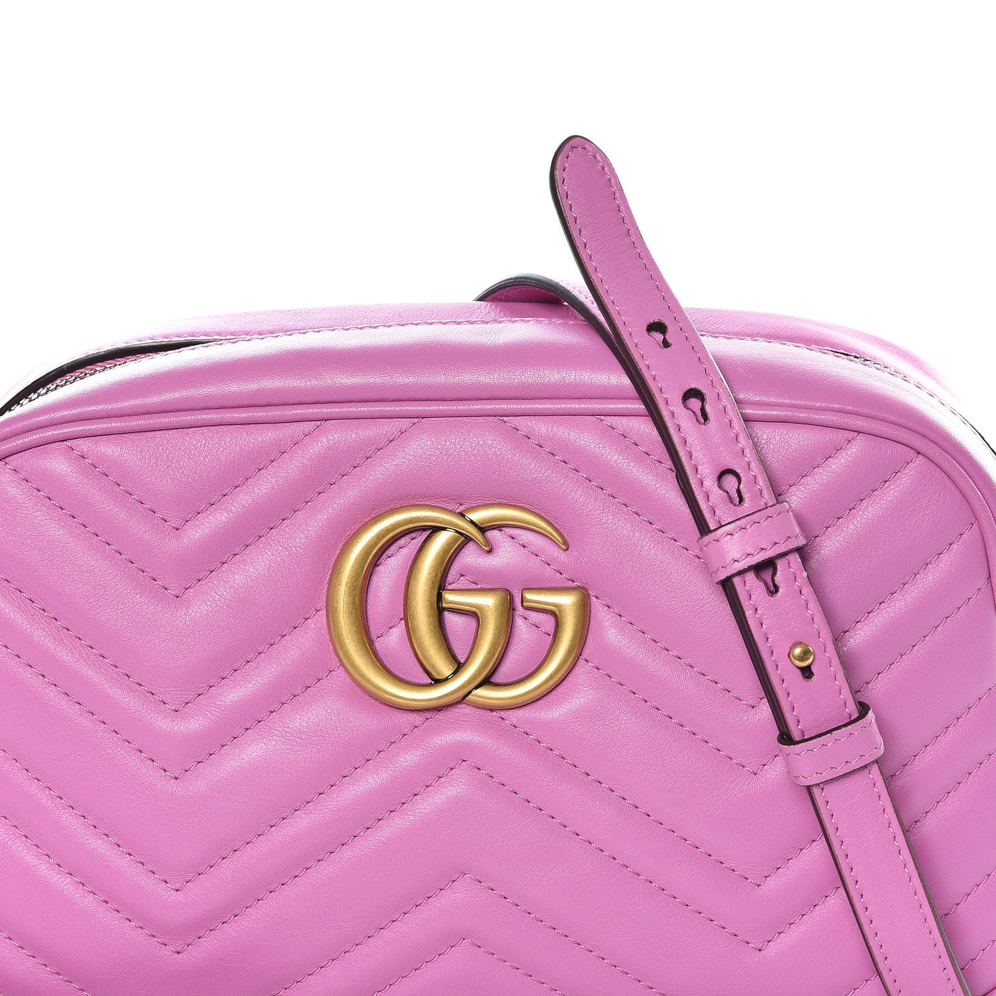 Calfskin Matelasse Small GG Marmont Chain Shoulder Bag Candy Mousse