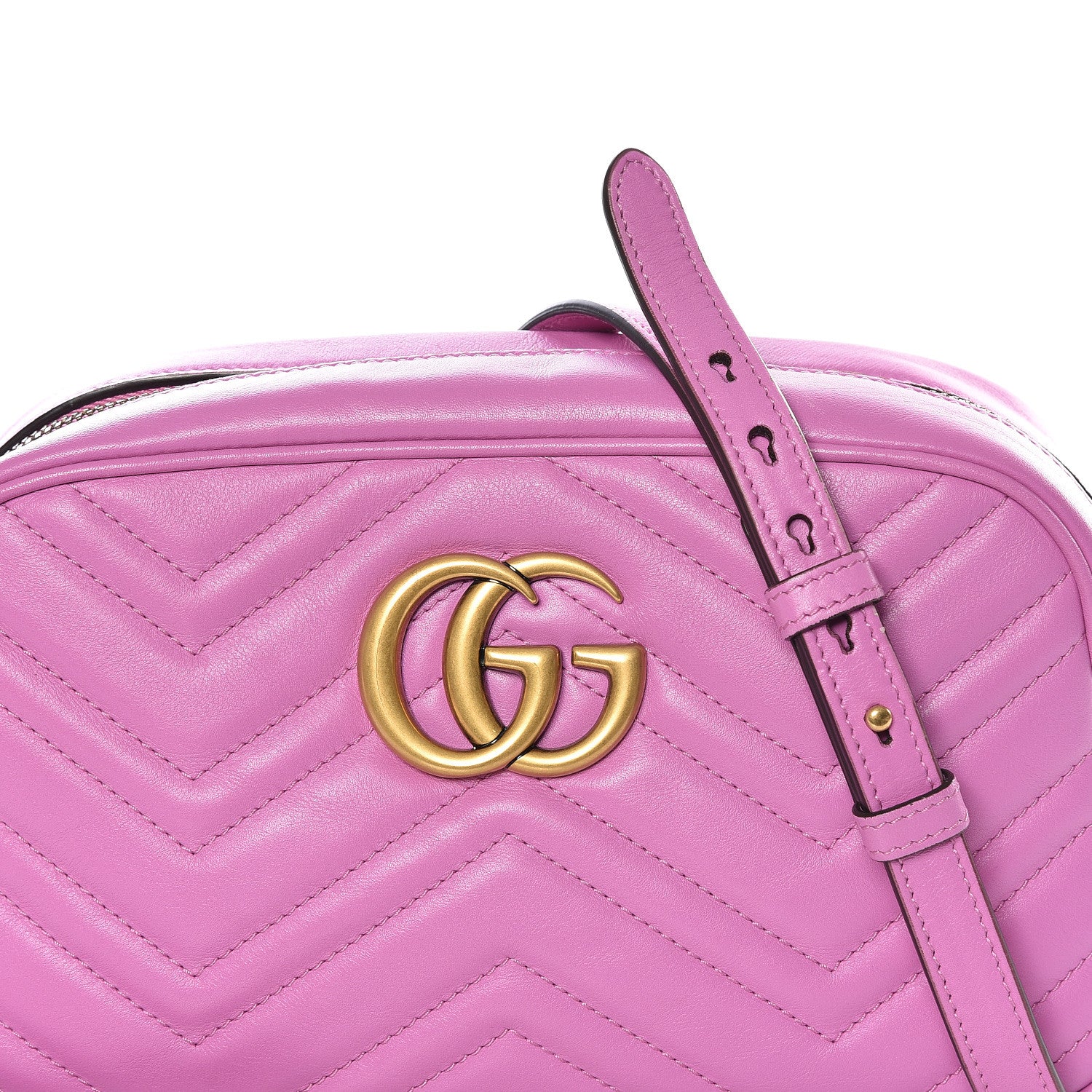 Gucci Calfskin Matelasse Small GG Marmont Chain Shoulder Bag Candy Mousse 9 of 9