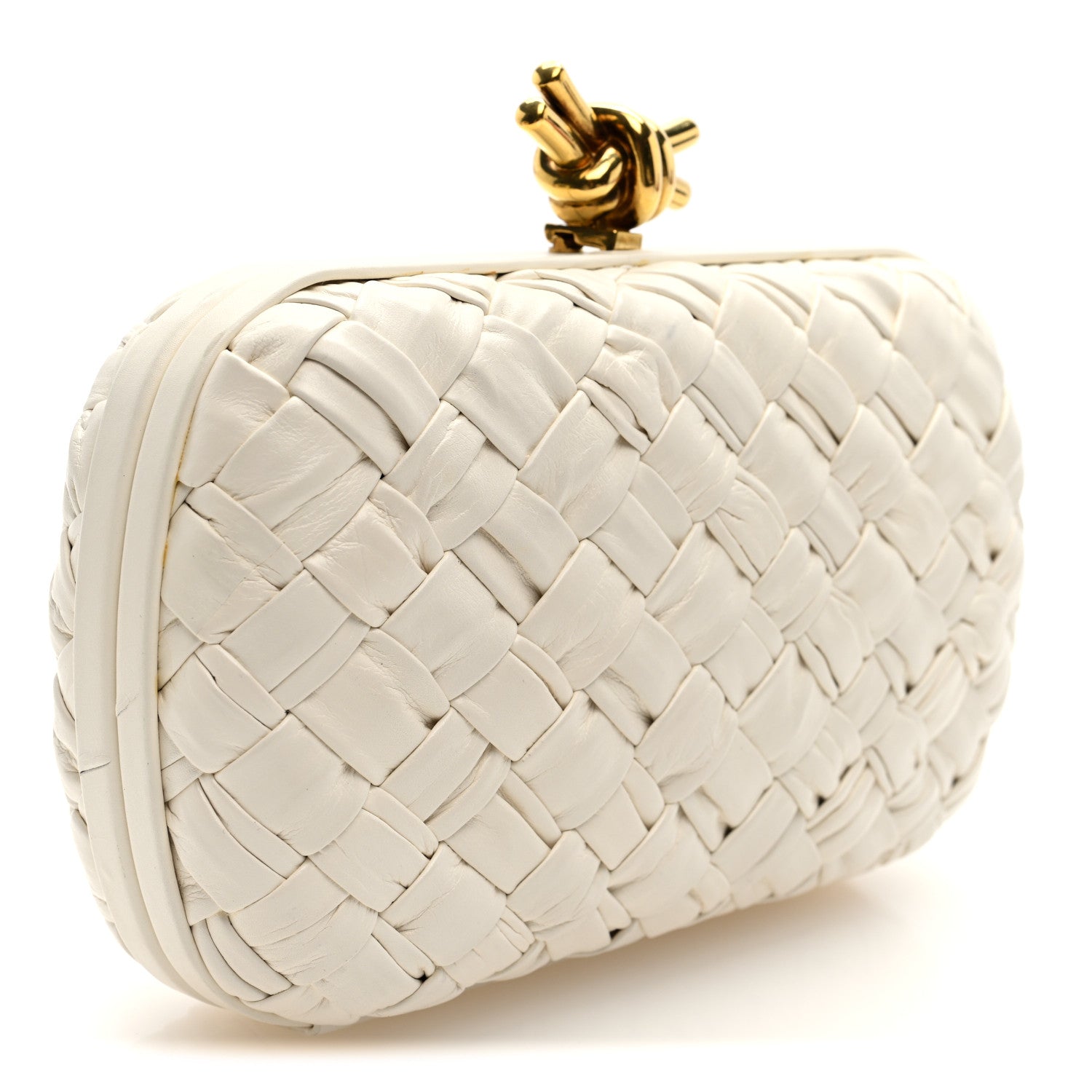 Bottega Veneta Foulard Intrecciato Minaudiere Knot Clutch Bone 3 of 9