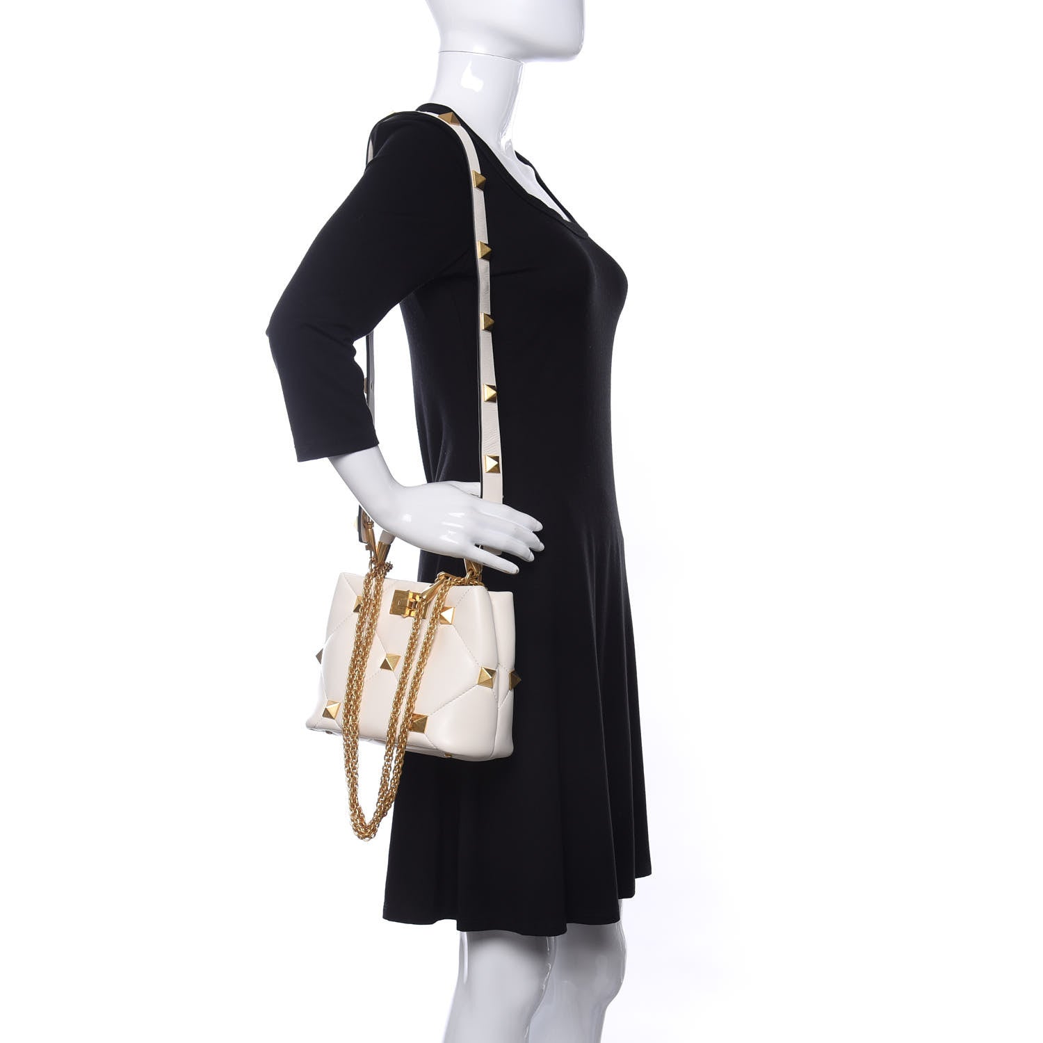 Valentino Garavani Nappa Small Roman Stud The Handle Bag Ivory 2 of 9