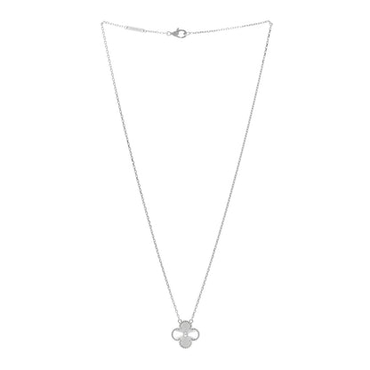 Van Cleef & Arpels 18K White Gold Guilloche Vintage Alhambra Pendant Necklace 4 of 6
