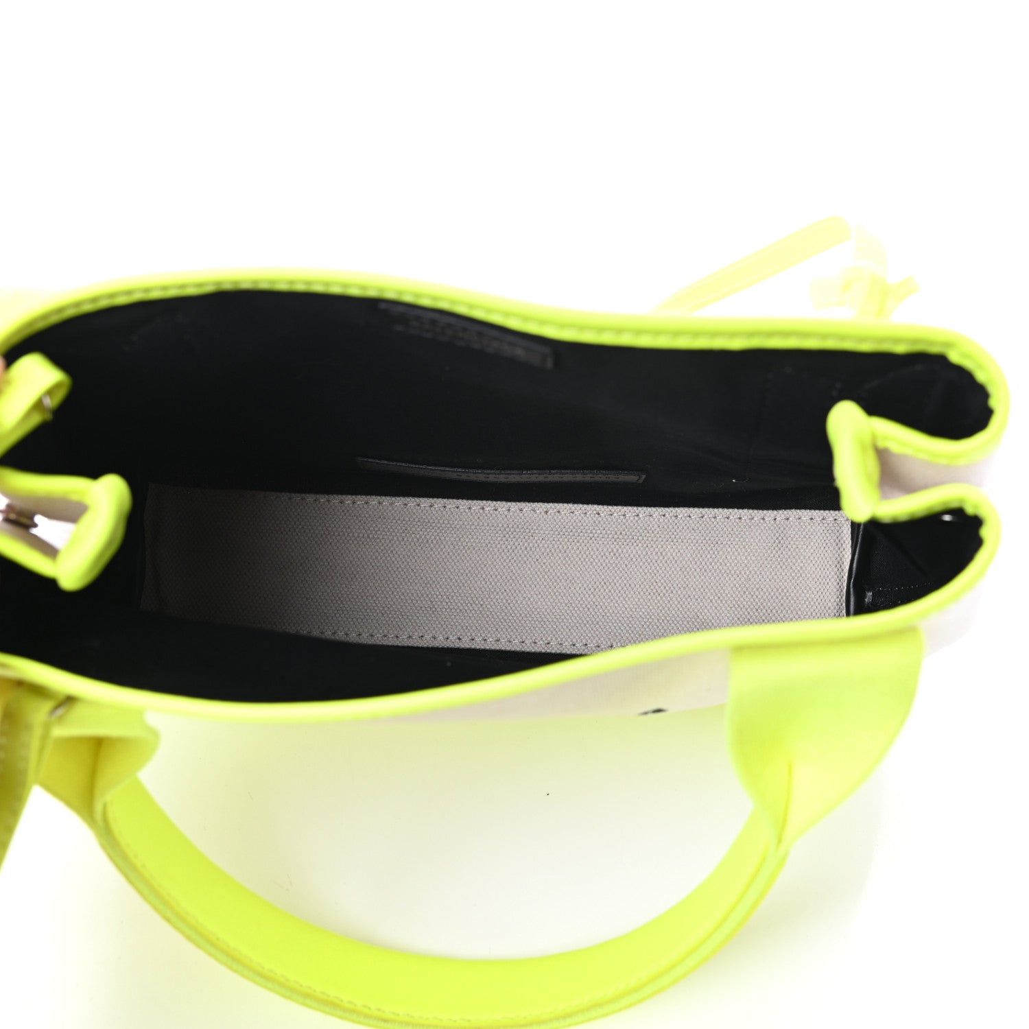 Balenciaga Cotton Canvas Satin Calfskin Navy Cabas XS Natural Fluo Yellow 5 of 9