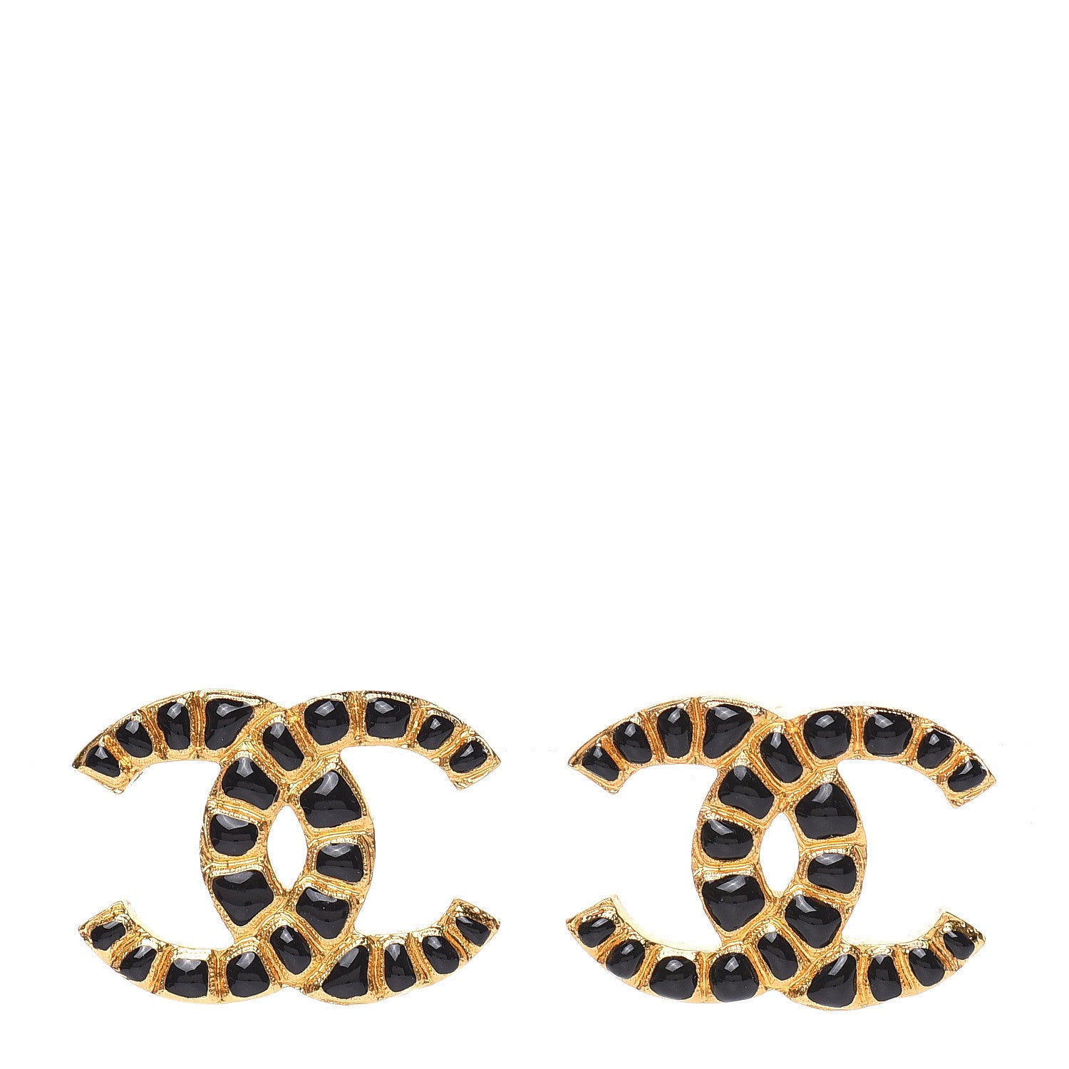 Chanel Resin Along The Nile CC Earrings Gold Black 1 of 5
