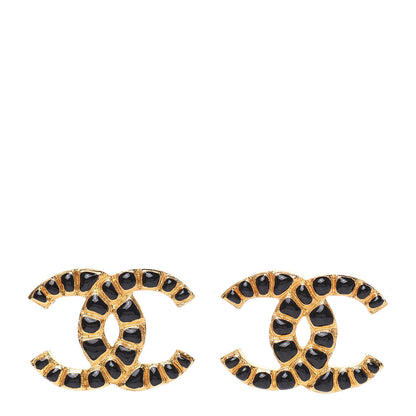 Chanel Resin Along The Nile CC Earrings Gold Black 1 of 5
