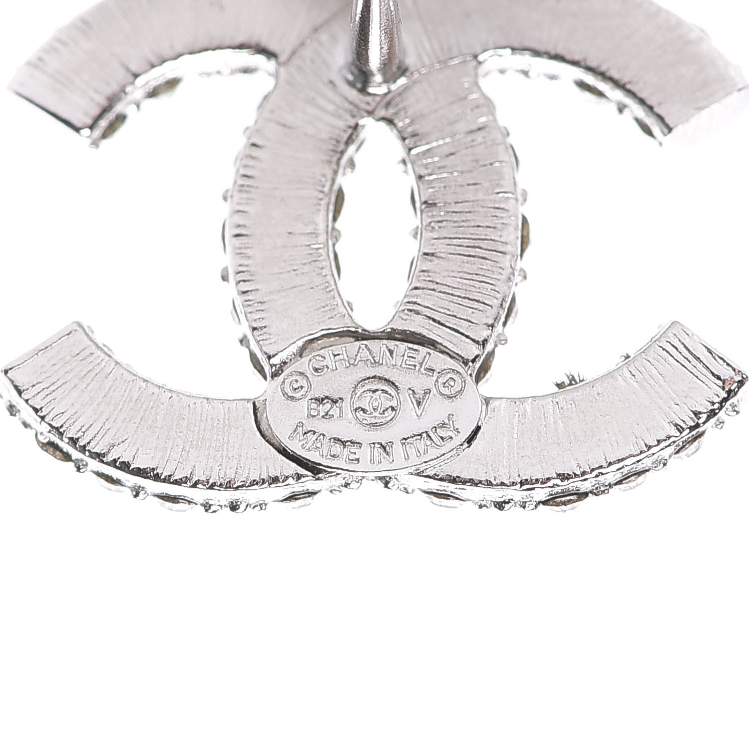 Chanel Crystal CC Earrings Silver 4 of 5