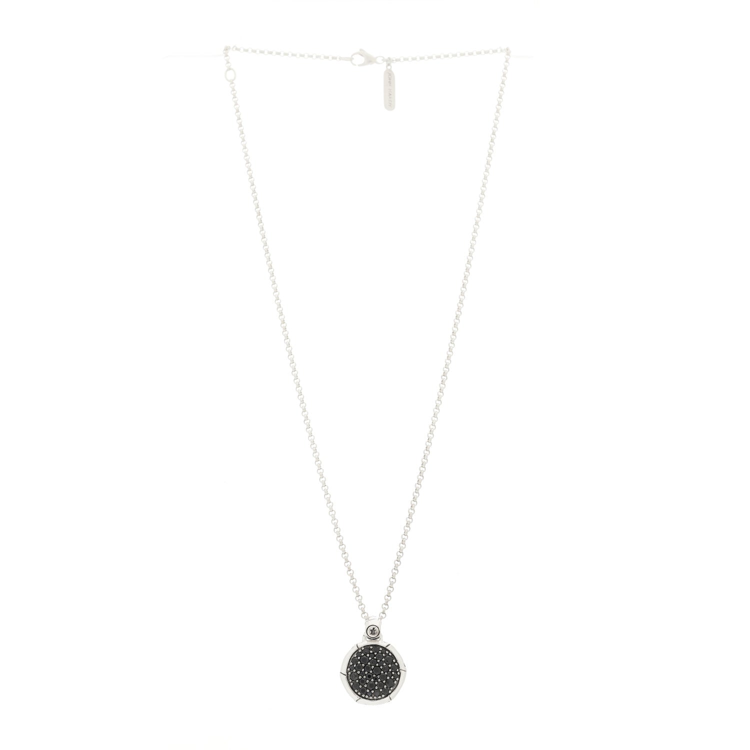 John Hardy Sterling Silver Black Sapphire Small Bamboo Round Pendant Necklace 3 of 5
