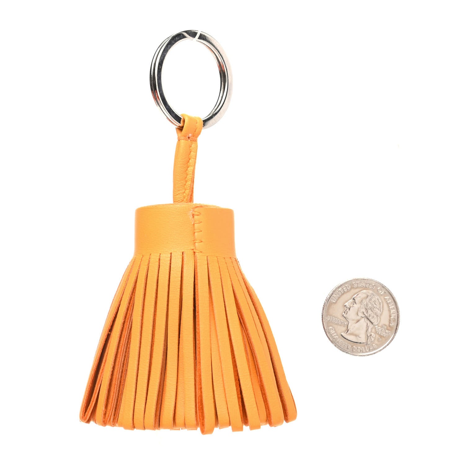 Hermes Lambskin Carmen Tassel Key Holder Jaune D'Or 2 of 3