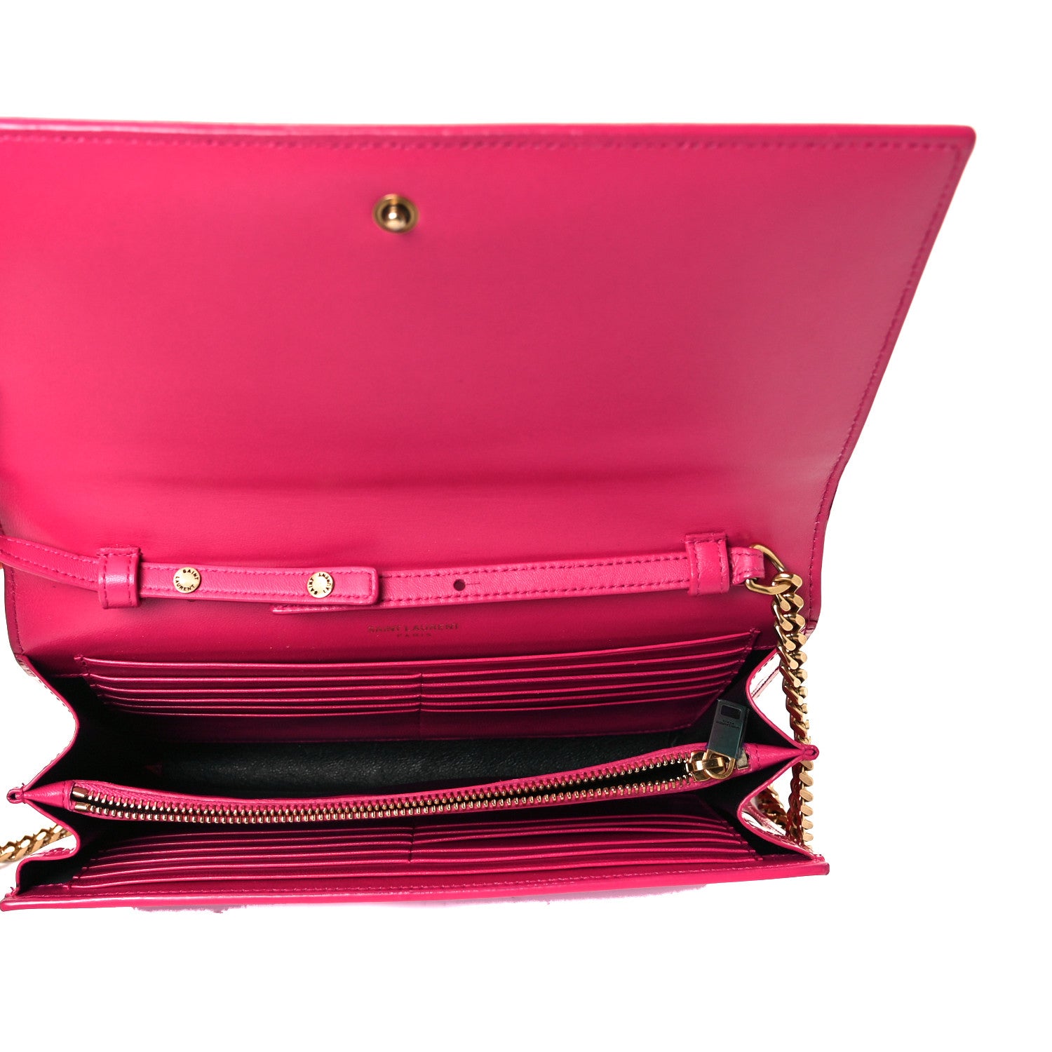 Saint Laurent Patent Calfskin Monogram Kate Wallet On Chain Fresh Fuxia 7 of 7