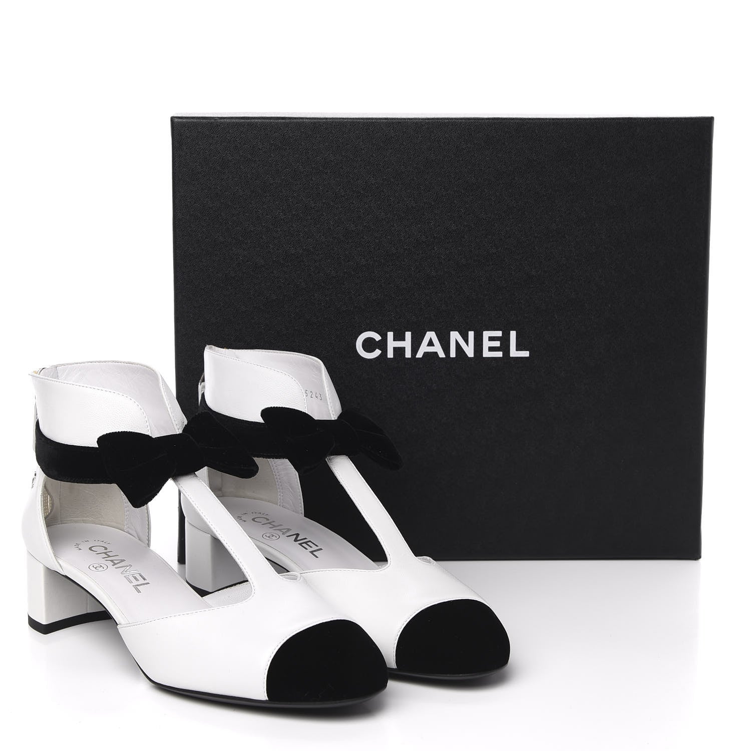 Chanel Goatskin Velvet Cap Toe CC Bow Cut Out Ankle Boots 37.5 White Black 9 of 9