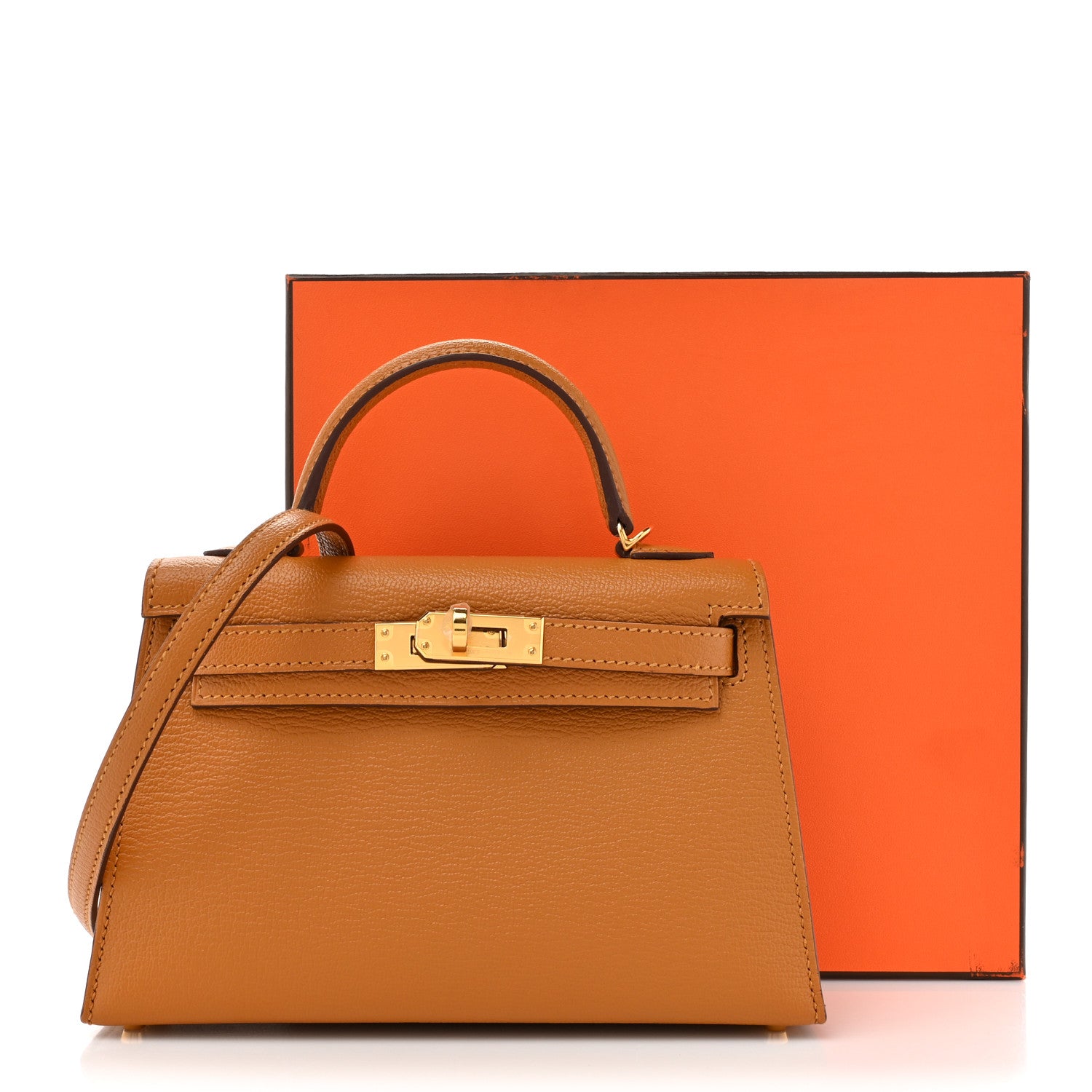 Hermes Chevre Mysore Verso Mini Kelly Sellier 20 Caramel Cacao 10 of 10