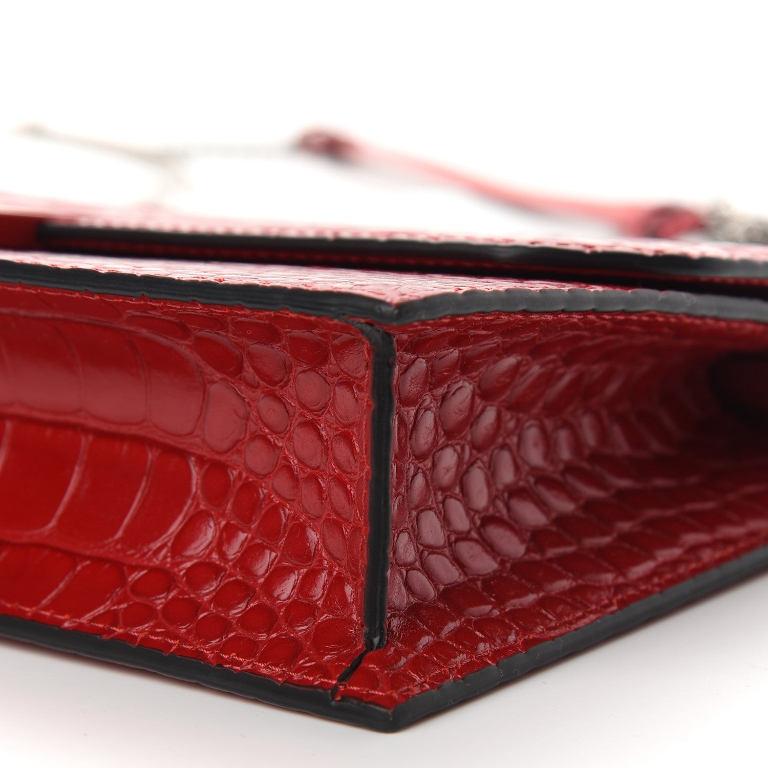 Christian Louboutin Calfskin Alligator Embossed Elisa Baguette Red 8 of 9
