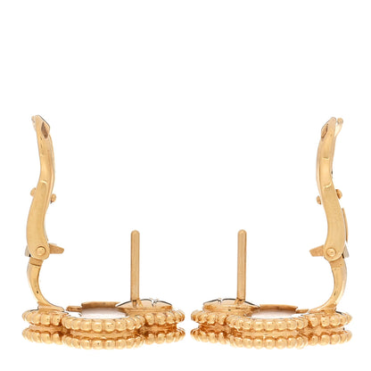 Van Cleef & Arpels 18K Yellow Gold Mother of Pearl Vintage Alhambra Earrings 3 of 5