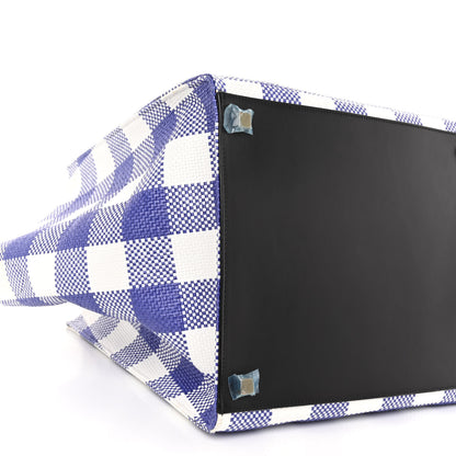 Celine Gingham Woven Medium Phantom Luggage Cobalt 8 of 9