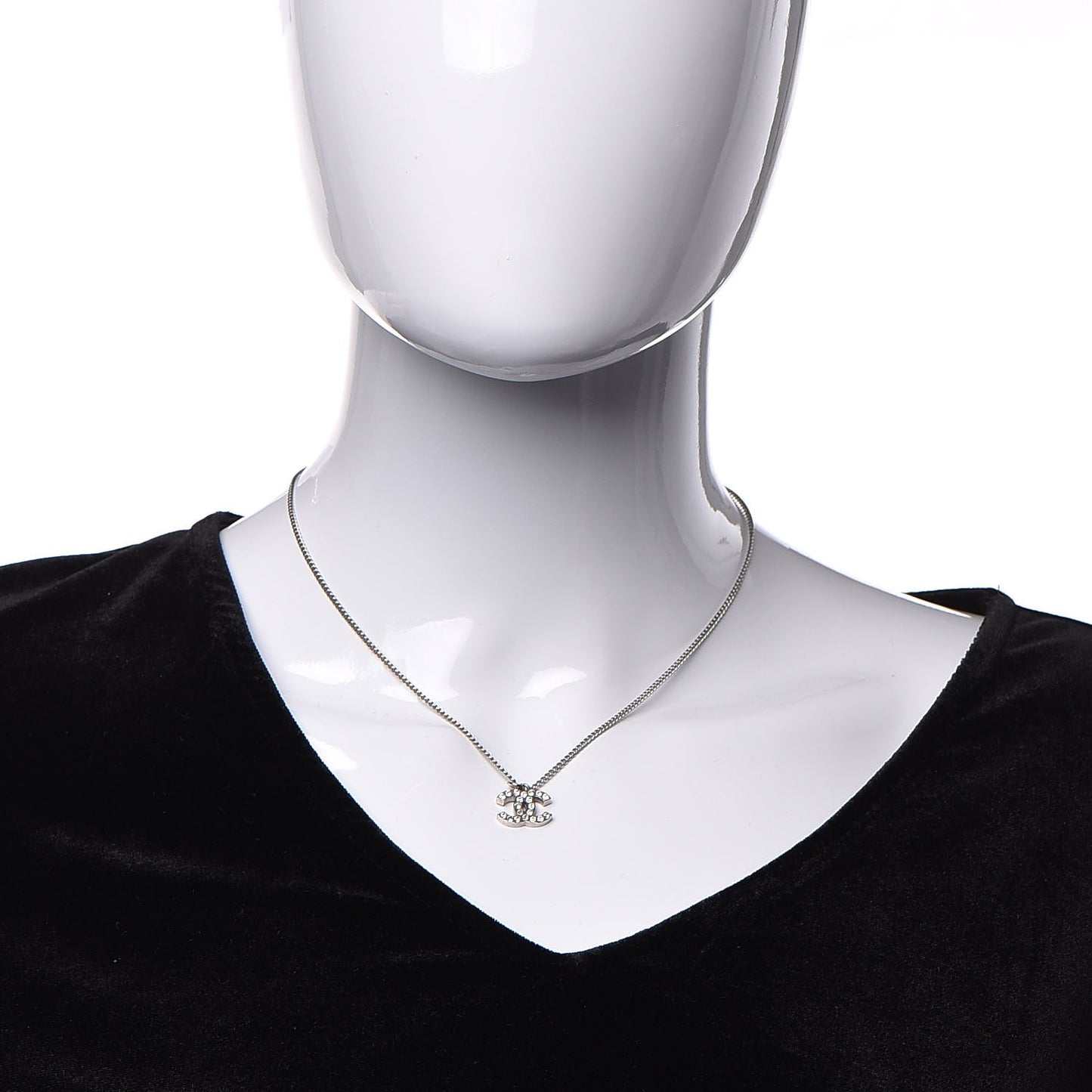 Crystal CC Necklace Silver