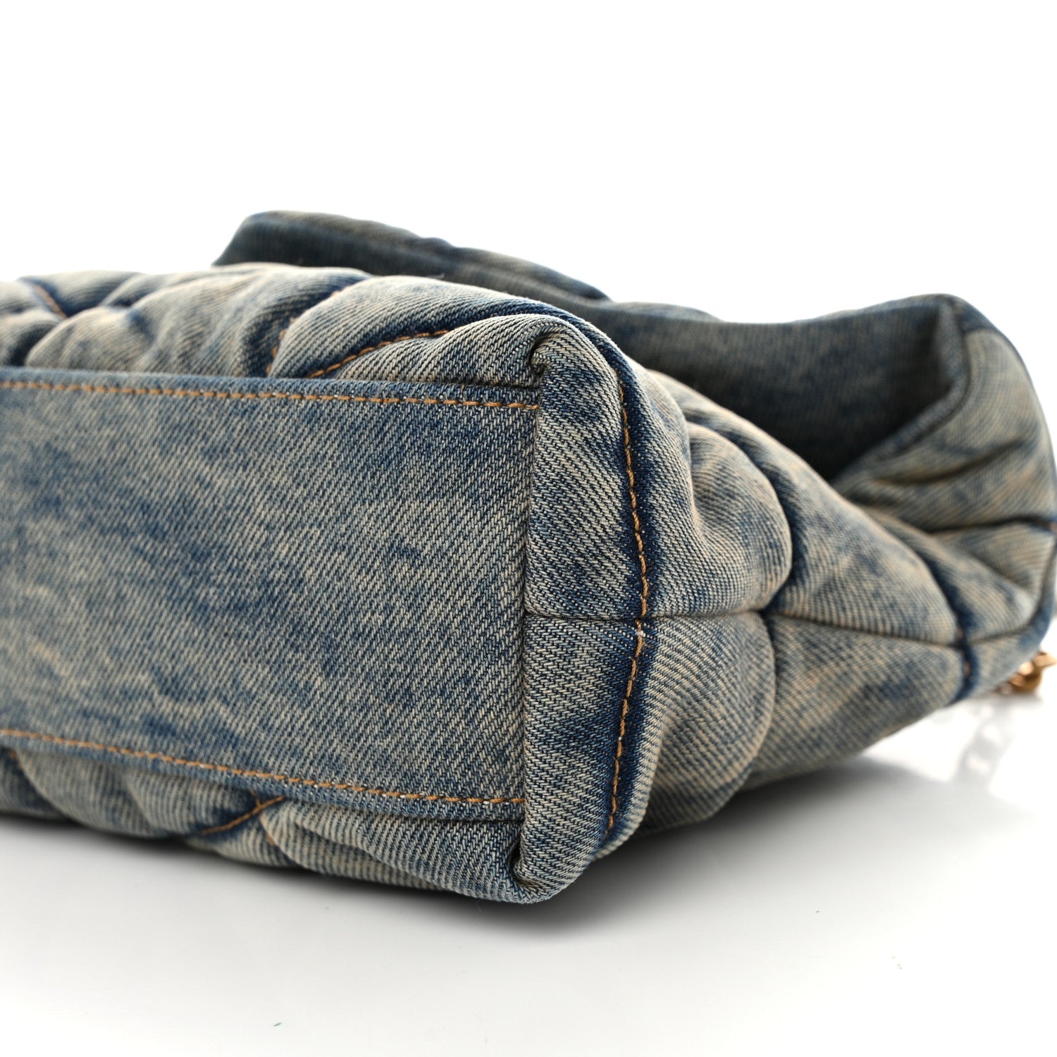 Saint Laurent Denim Quilted Toy Loulou Puffer Monogram Chain Satchel Blue Black 10 of 10