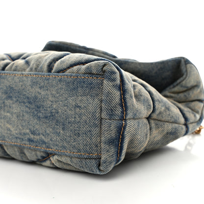 Saint Laurent Denim Quilted Toy Loulou Puffer Monogram Chain Satchel Blue Black 10 of 10