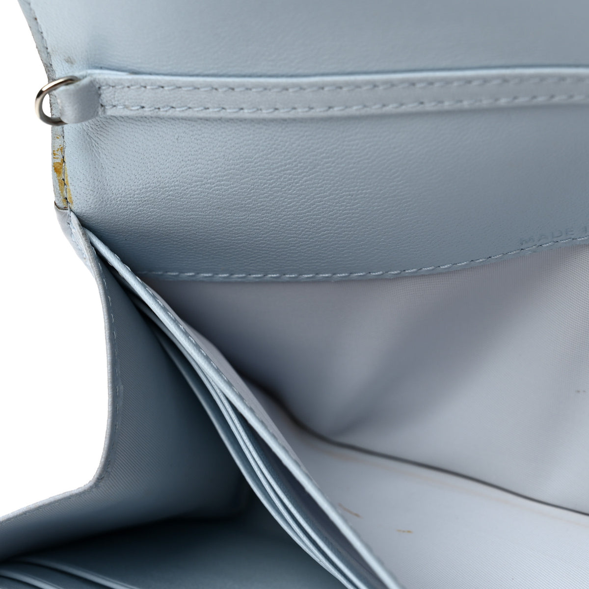 Grained Calfskin Diorama Croisiere Chain Wallet Light Blue