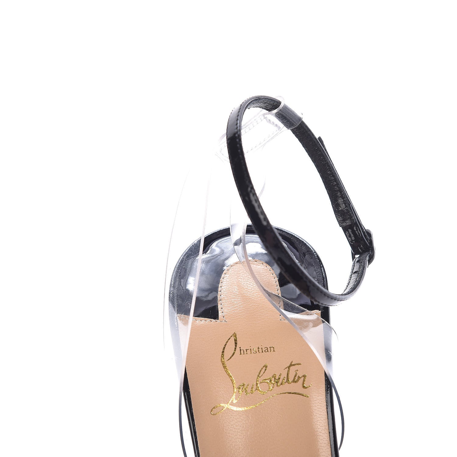 Christian Louboutin Metallic Calfskin Glitter Tonic PVC Fossiliza 100 Sandals 37.5 Black 9 of 9