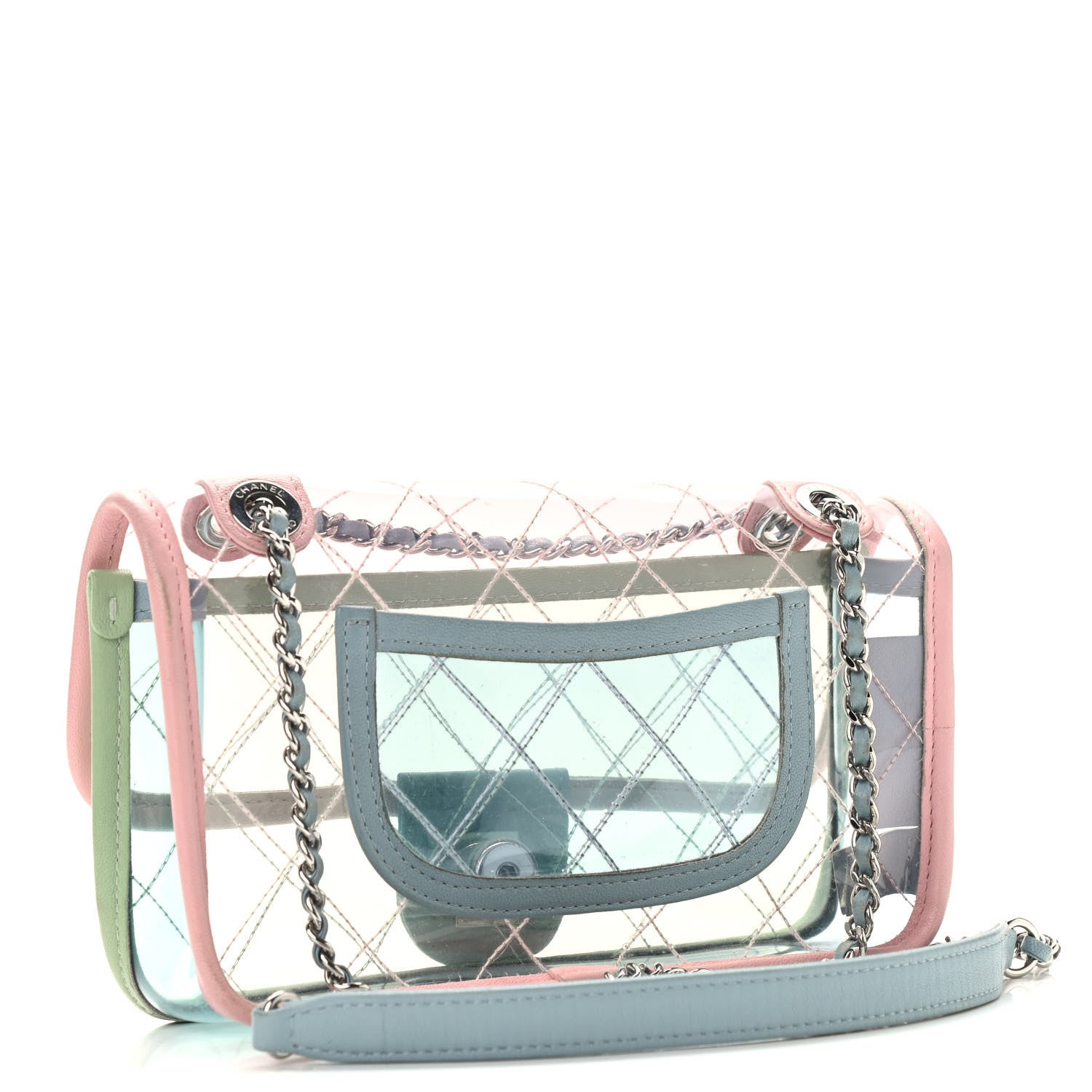 Chanel Lambskin PVC Quilted Mini Coco Splash Flap Blue Green 3 of 9