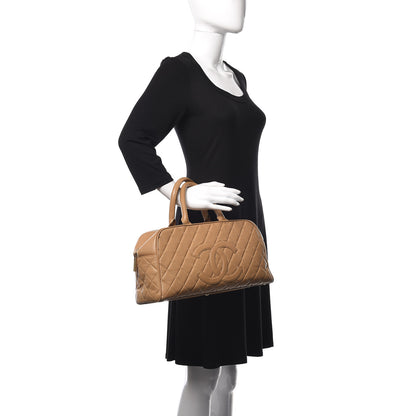 Chanel Caviar Quilted Large Bowler Bag Beige 2 of 21