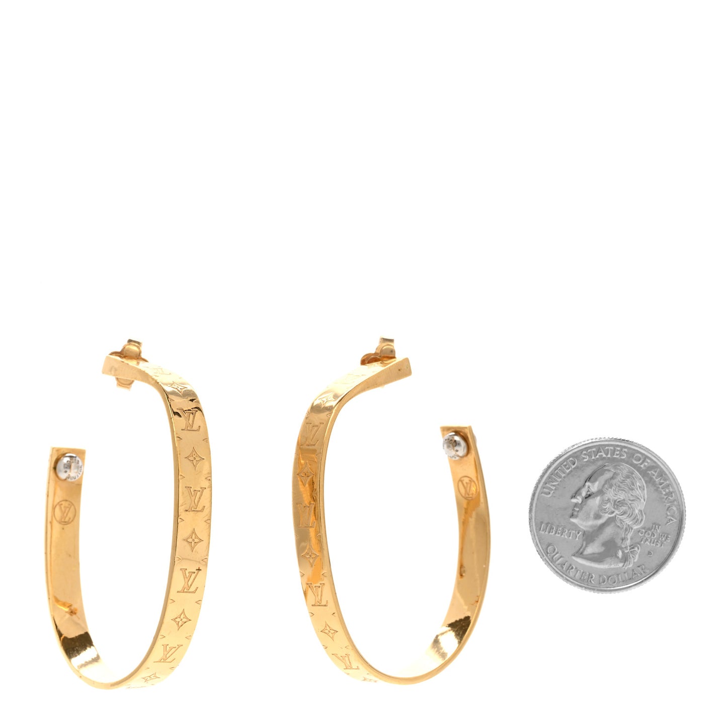 Metal Nanogram Hoop Earrings Gold
