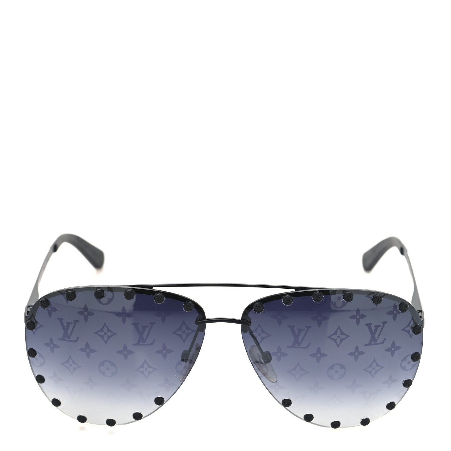 Louis Vuitton Metal Monogram The Party Aviator Sunglasses Z0973U Black 2 of 7