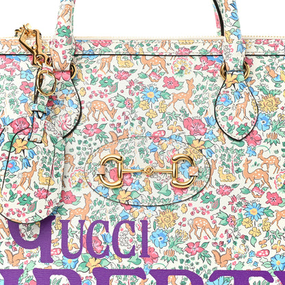 Gucci X LIBERTY OF LONDON Calfskin Floral Fawn Print Horsebit 1955 Duffle Bag Multicolor Purple Ivory 8 of 10
