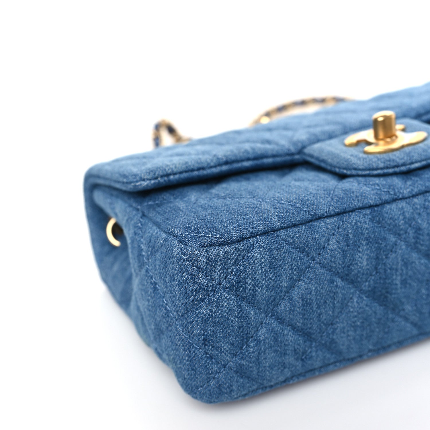 Chanel Denim Quilted Mini Pearl Crush Rectangular Flap Blue 8 of 9