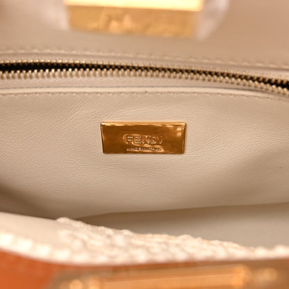 Fendi Calfskin Floral Ajour Embroidered Mini Peekaboo Iconic Satchel Brandy Garza 8 of 10