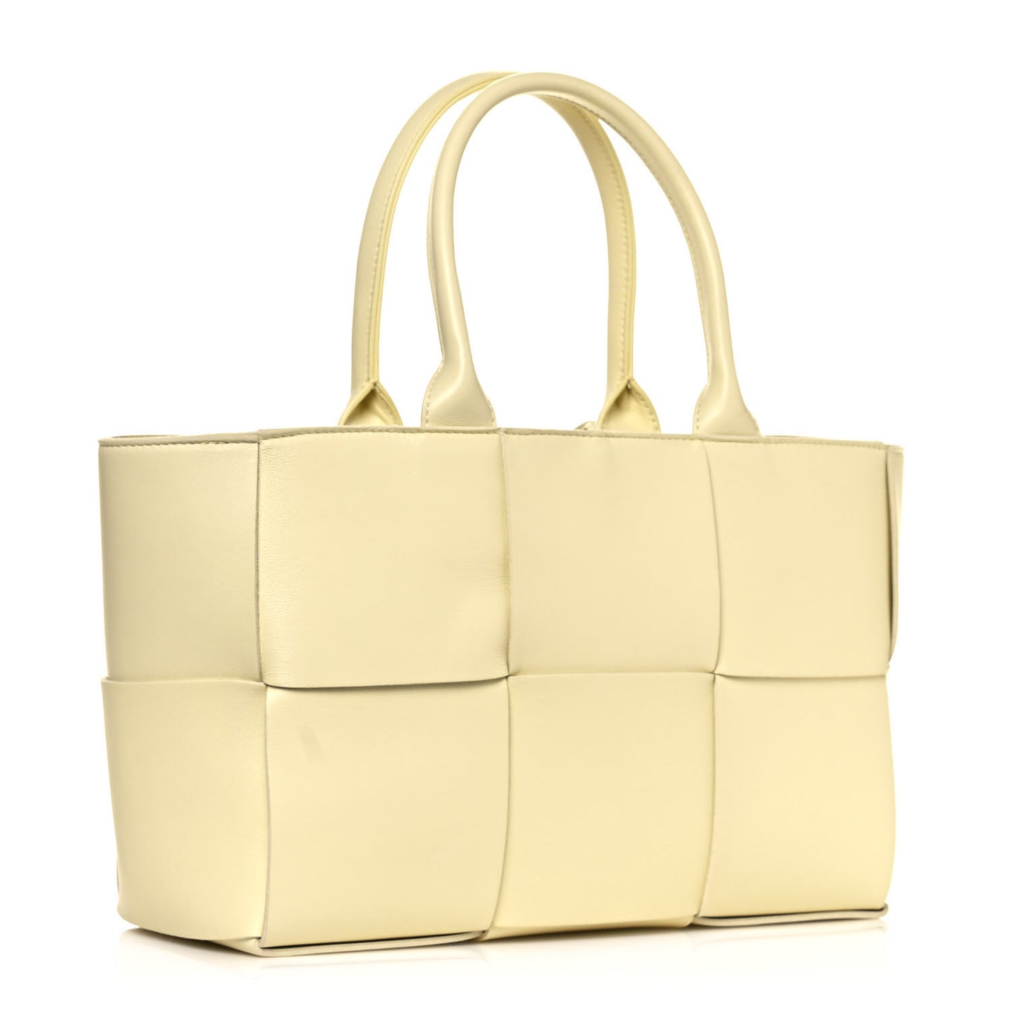 Grained Calfskin Intrecciato Small Arco Tote Ice Cream