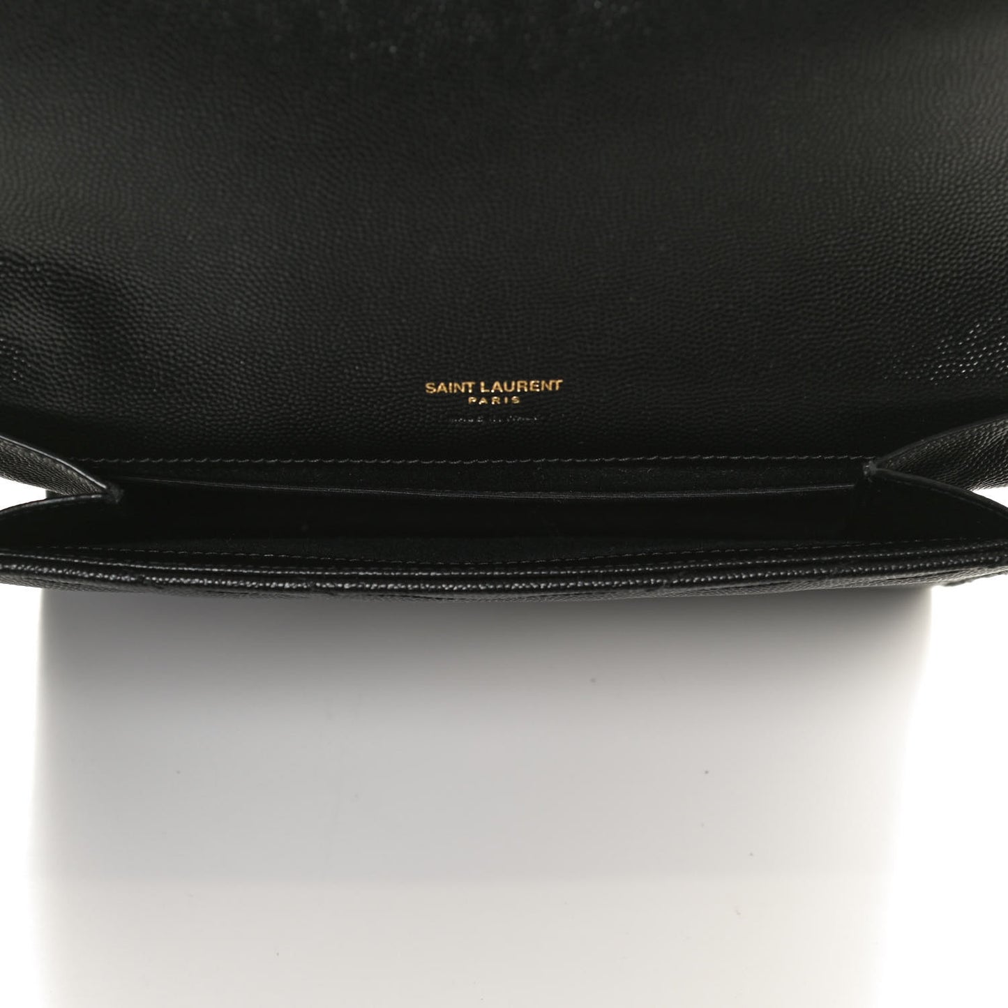 Grain De Poudre Matelasse Chevron Monogram Envelope Clutch Black